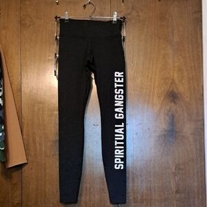Spiritual Gangster Black Leggings with White Text